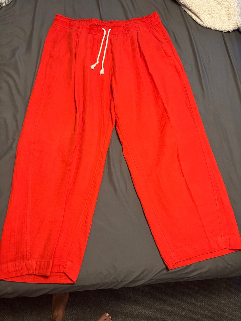 Old Navy Women’s Bright Orange Barrel Linen Pants XL